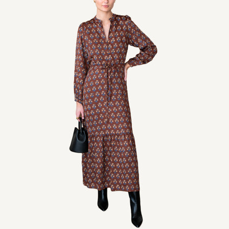 Frances 3 Dress - Library Flowers Cocoa
