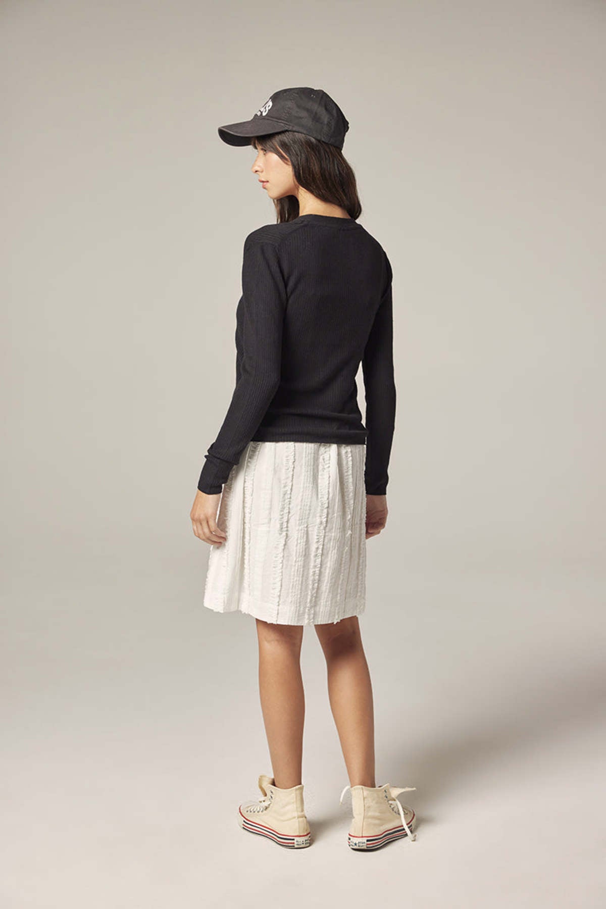 V-Neck Cotton Cardigan Black