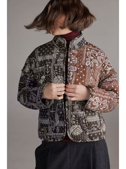 Patched Quilt Jacket - Brown/Black