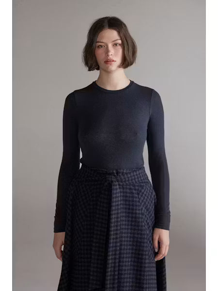 Wool Blend Knit Top - Denim