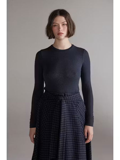 Wool Blend Knit Top - Denim