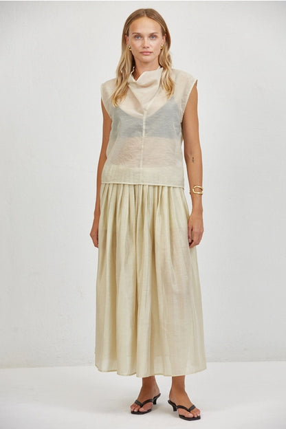Sheer V-Neck - Taupe