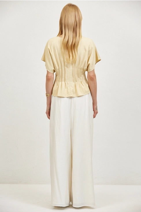 Woven Round Blouse - Butter
