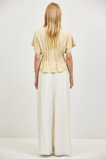 Woven Round Blouse - Butter