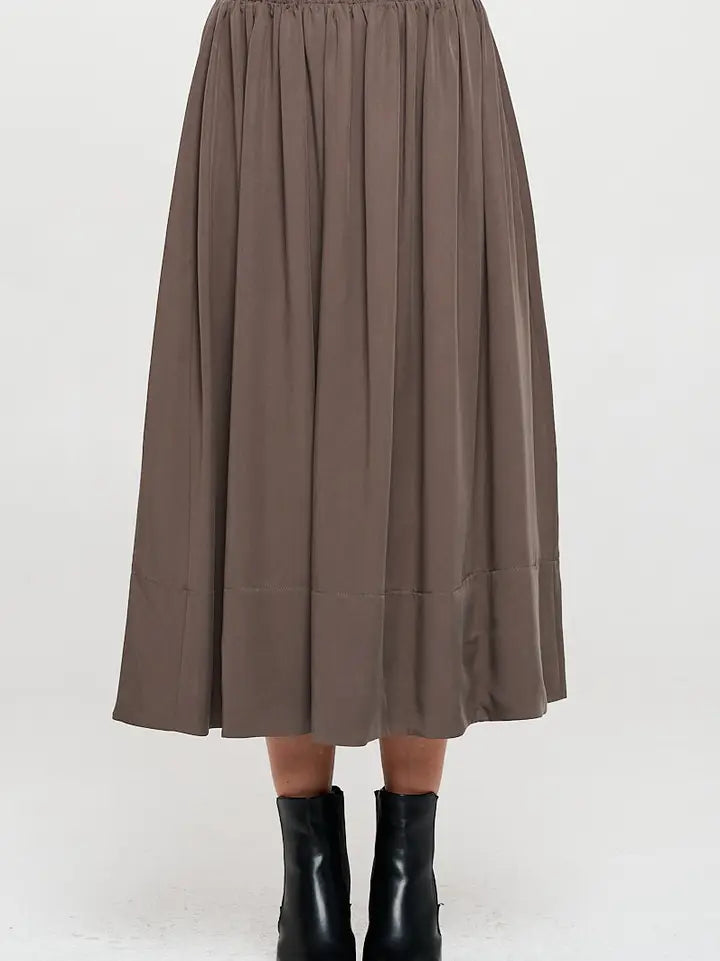 Pleated Midi Skirt - Olive
