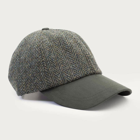 Harris Tweed Baseball Cap - Dark Green