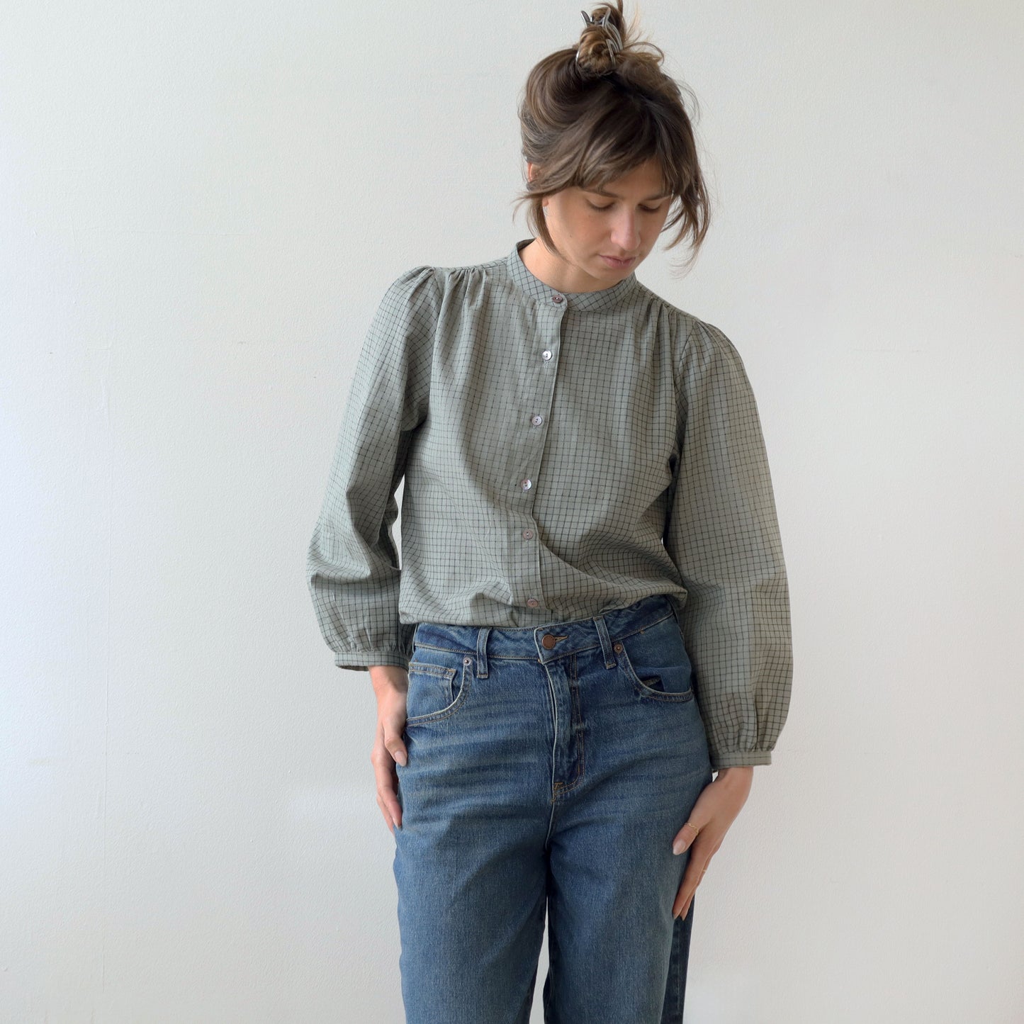 CA The Blouse - Moss Plaid