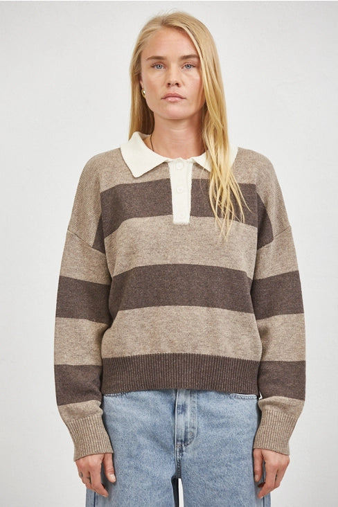 Striped Rugby Shirt - Mocha