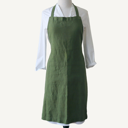 Linen Daily Apron - Dark Green