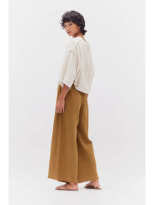 Raw Edge Gauze Pant Br. Olive