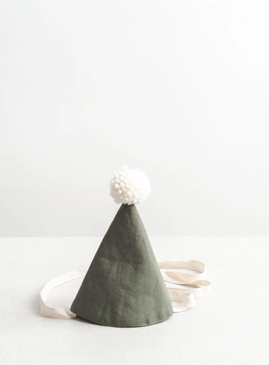 Linen Birthday Hat - Forest Green