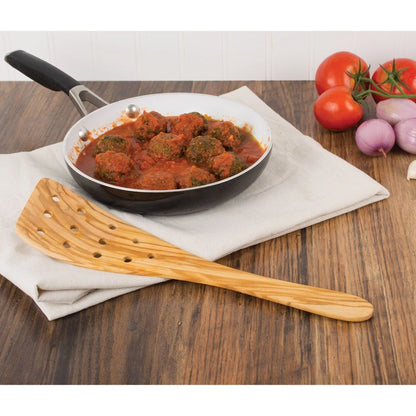 Italian Olive Wood Wide Pierced Spatula