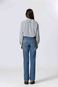 Navy Check Cotton Blouse