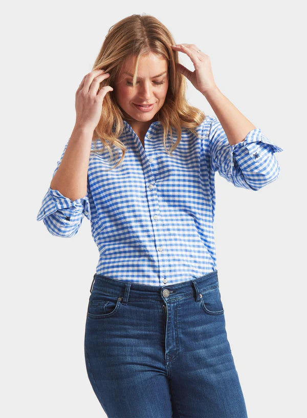 Blue White Gingham Oxford Cloth
