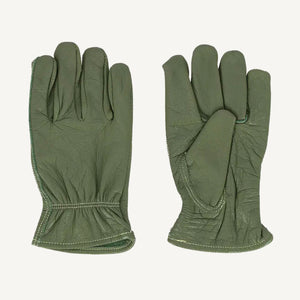 Green Leather Gloves MED