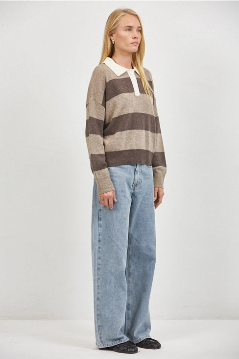 Striped Rugby Shirt - Mocha
