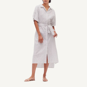 Button Down Stripe Dress - Mist