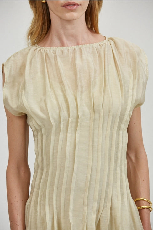 Linen Round Midi Dress - Taupe