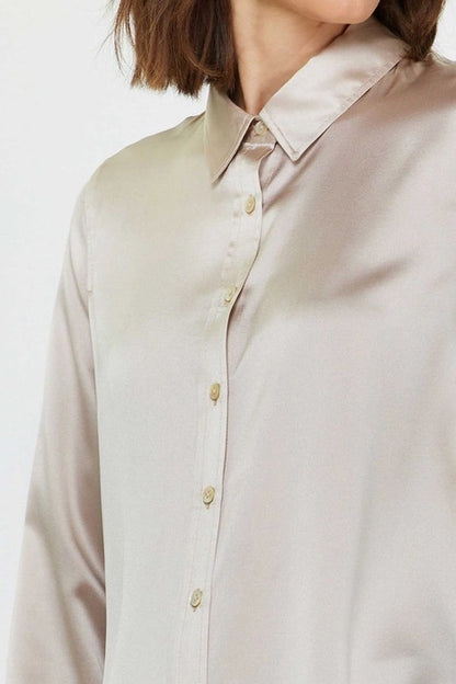 Silk Button Down Blouse - Champagne