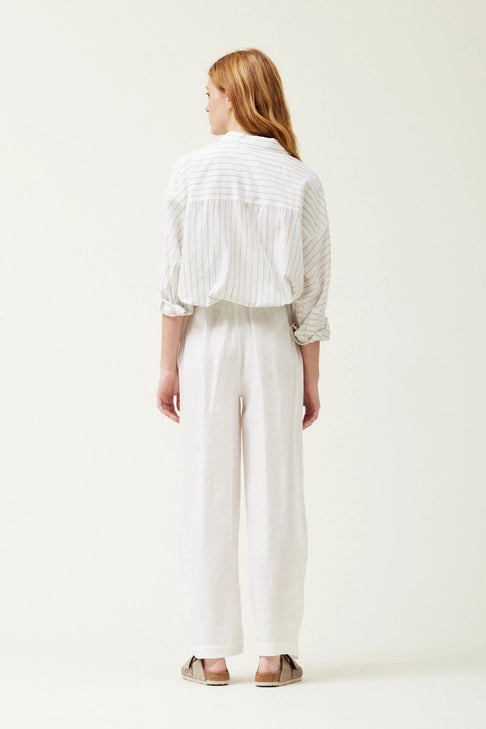 Pleated Inseam Linen Pants - Off White