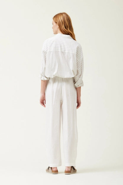Pleated Inseam Linen Pants - Off White
