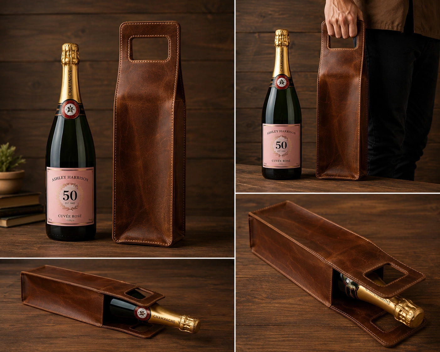 Leather Liquor Carrier Tote