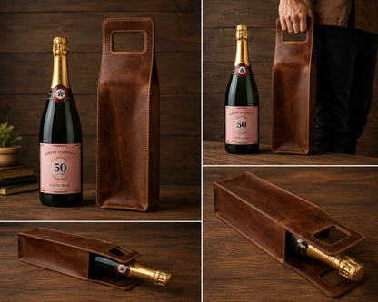 Leather Liquor Carrier Tote