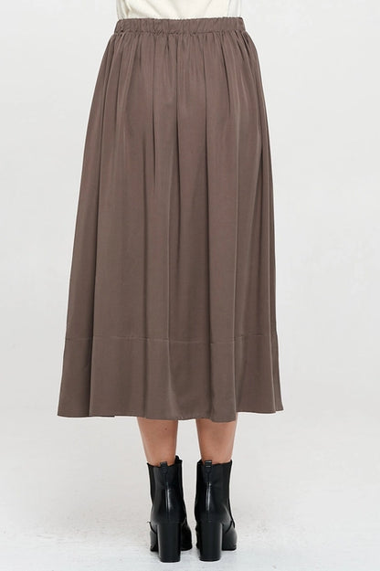 Pleated Midi Skirt - Olive