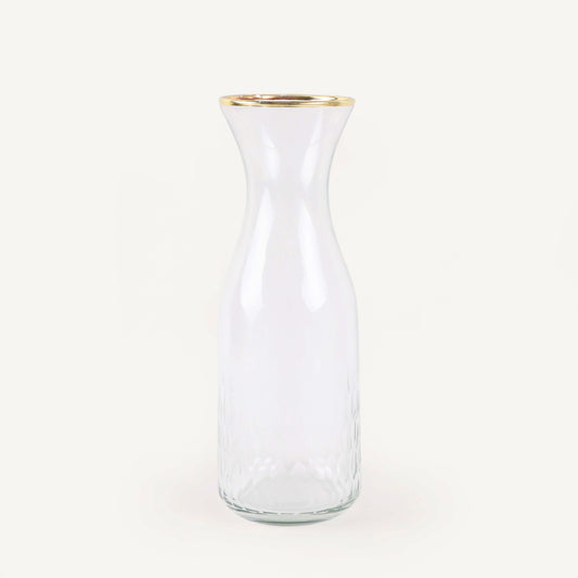 Etched Glass Carafe with Gold Rim