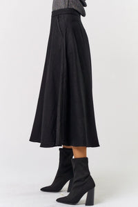 Black Flared Midi Skirt