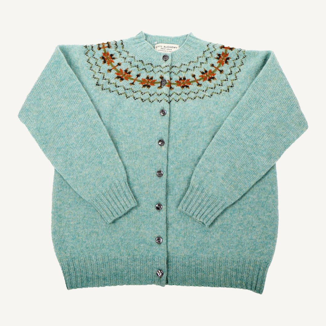 Fauna Fairisle Yoke High Button Cardigan