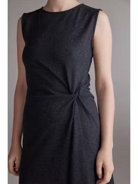 Twist Waist Wool Dress - Charcoal