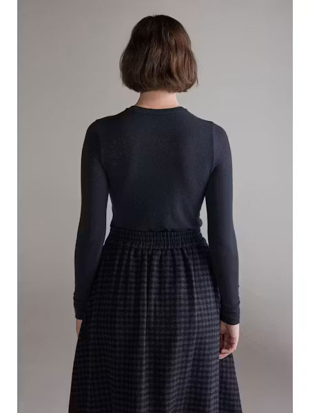 Wool Blend Knit Top - Denim