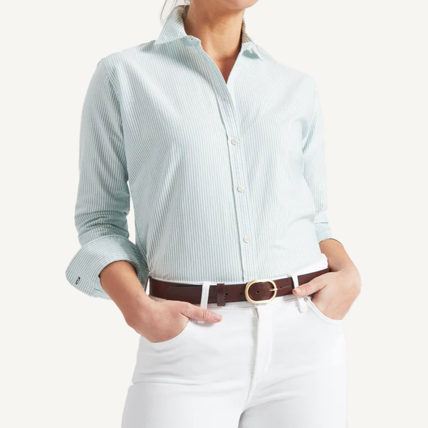 Classic Oxford Cloth - Green Stripe