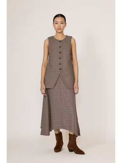 Flowy Midi Skirt - Wool Plaid