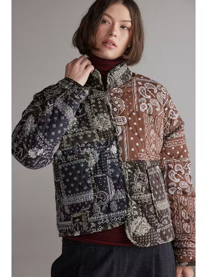 Patched Quilt Jacket - Brown/Black