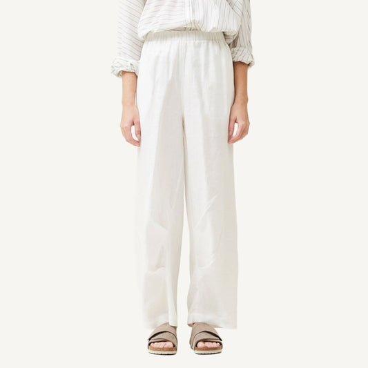Pleated Inseam Linen Pants - Off White