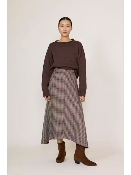 Flowy Midi Skirt - Wool Plaid
