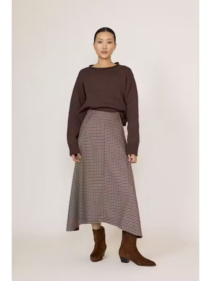 Flowy Midi Skirt - Wool Plaid