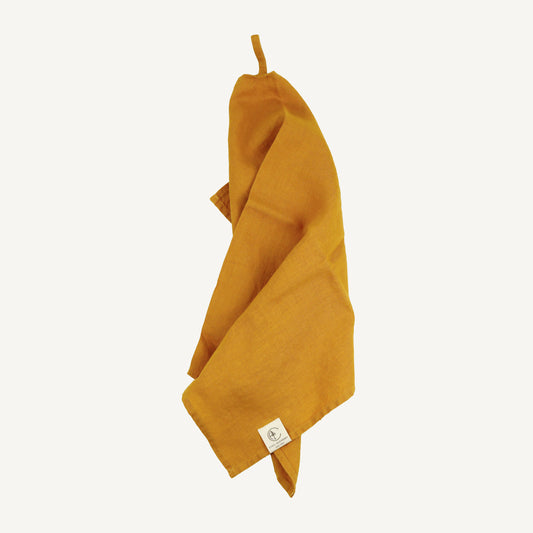 Vintage Linen Kitchen Towel - Mustard