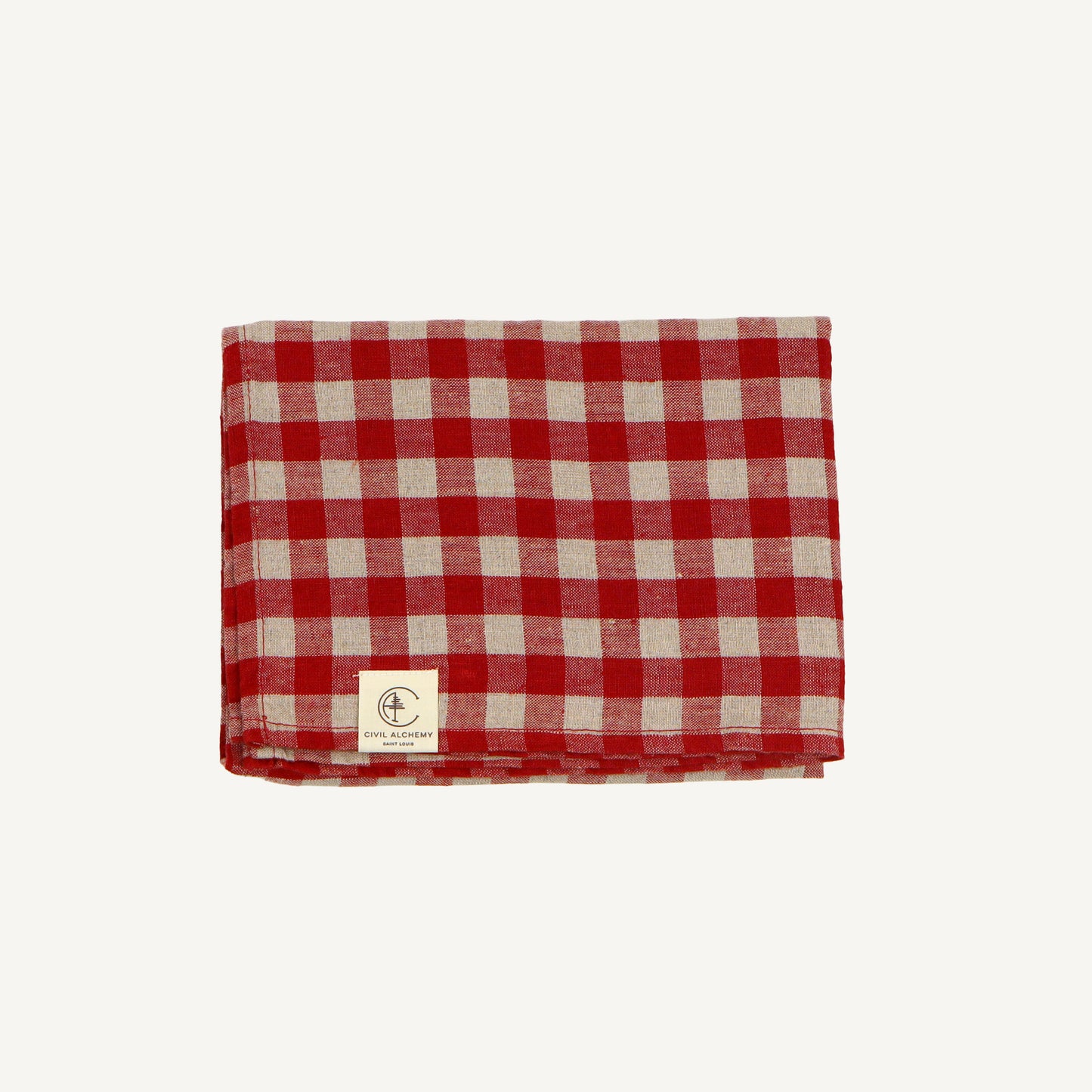 Vintage Linen Kitchen Towel - Red Gingham