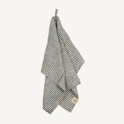 Vintage Linen Kitchen Towel - Thin Black Stripe
