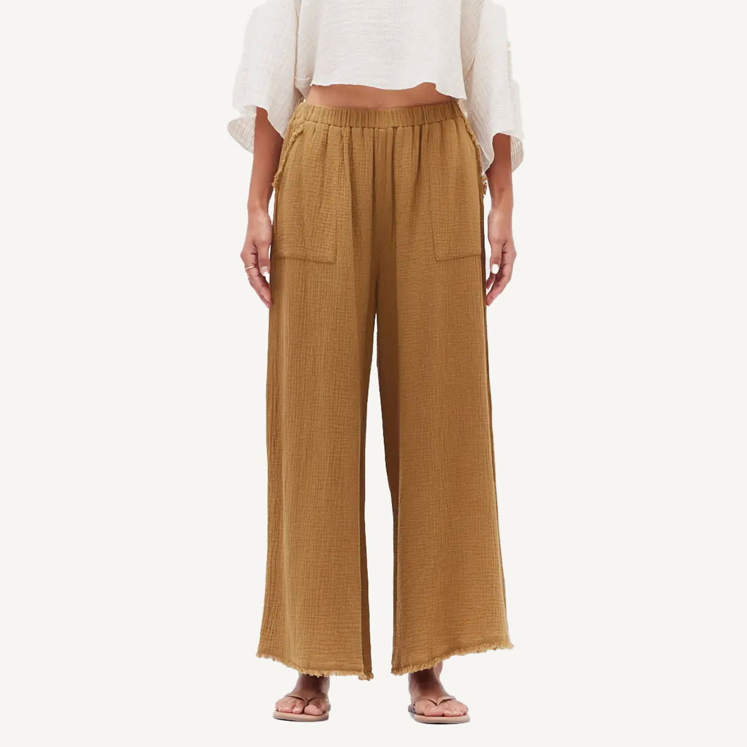 Raw Edge Gauze Pant Br. Olive