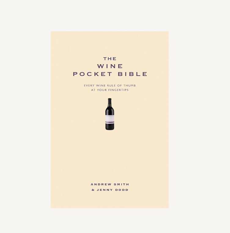 Book cover of 'The Wine Pocket Bible' with a bottle illustration on a beige background