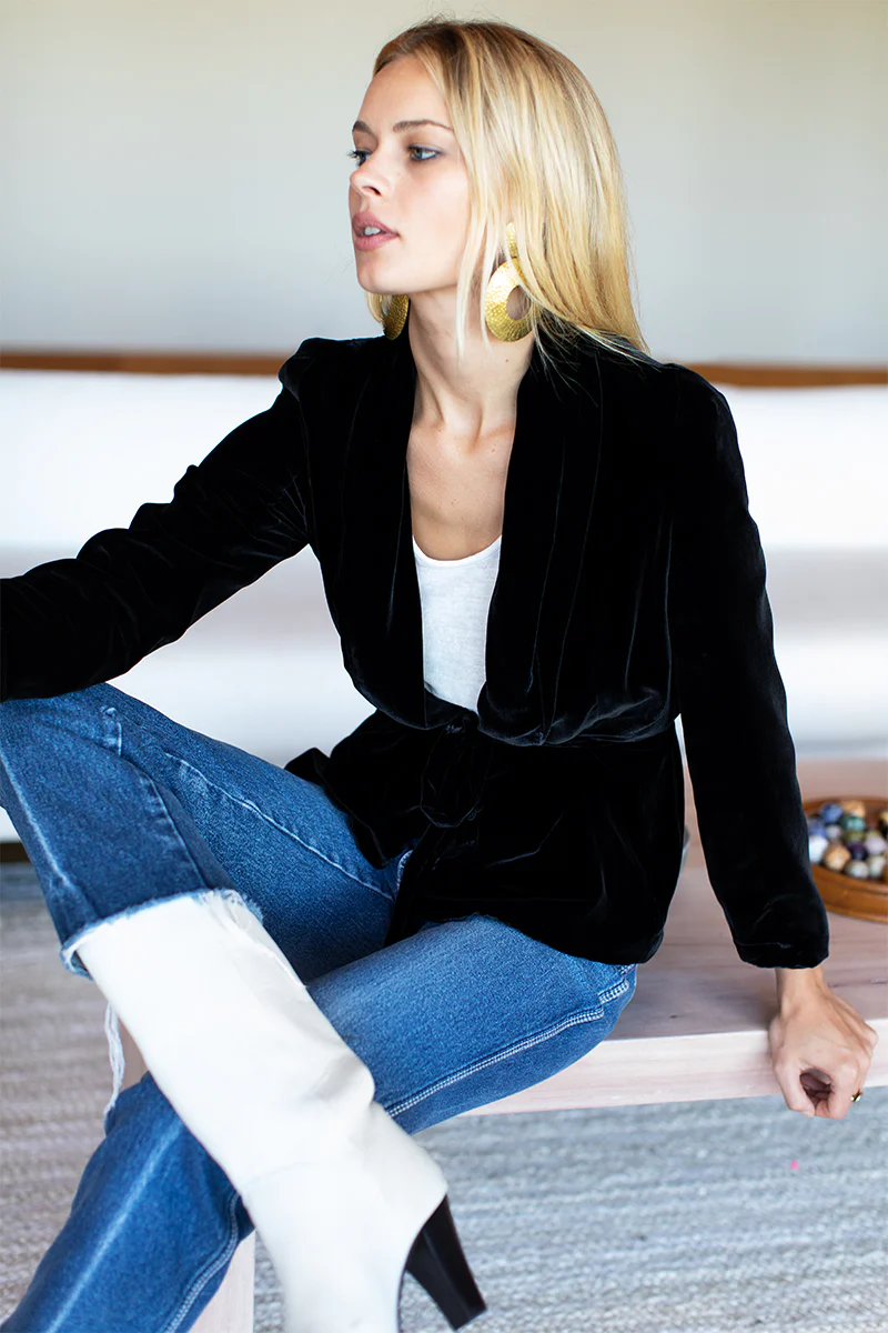 Paris Jacket - Black Silk Velvet