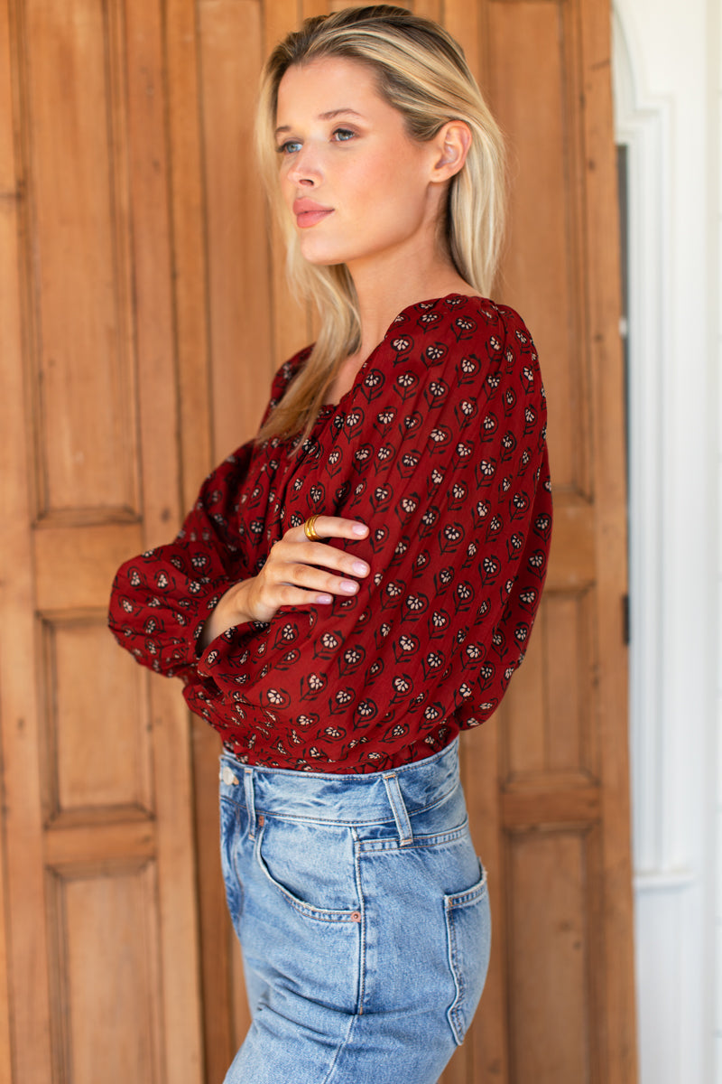 Frances Blouse - Lantern Flower Rouge