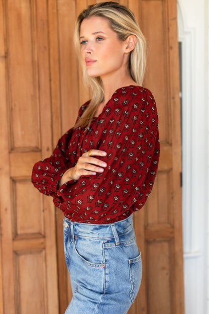 Frances Blouse - Lantern Flower Rouge