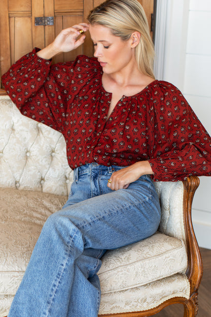 Frances Blouse - Lantern Flower Rouge