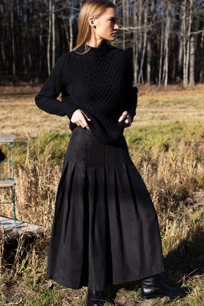 Atelier Pleated Maxi Skirt - Black
