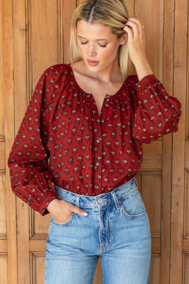Frances Blouse - Lantern Flower Rouge